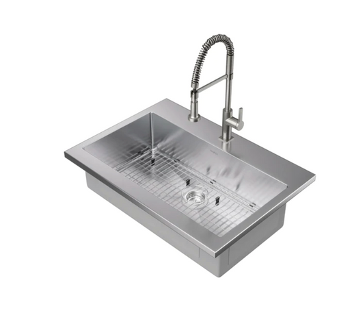 36 in. Standard Sink with Coiled Pull Down Faucet Cabinets & Storage New Age Chrome  