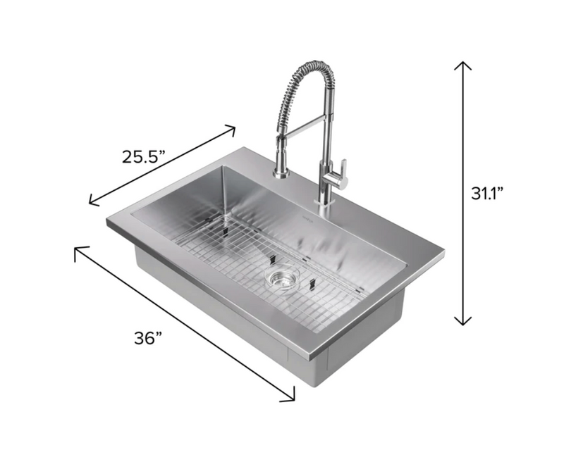 36 in. Standard Sink with Coiled Pull Down Faucet Cabinets & Storage New Age   
