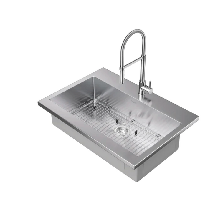 36 in. Standard Sink with Flex Pull Down Faucet Cabinets & Storage New Age Chrome  
