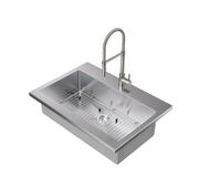 36 in. Standard Sink with Flex Pull Down Faucet Cabinets & Storage New Age Brushed Nickel  