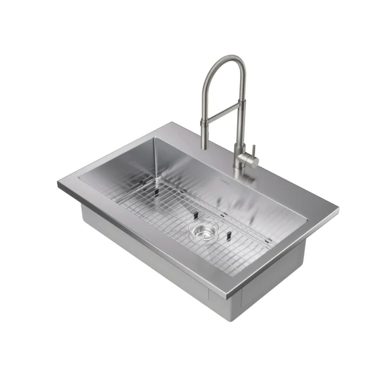36 in. Standard Sink with Flex Pull Down Faucet Cabinets & Storage New Age Brushed Nickel  