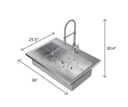 36 in. Standard Sink with Flex Pull Down Faucet Cabinets & Storage New Age   
