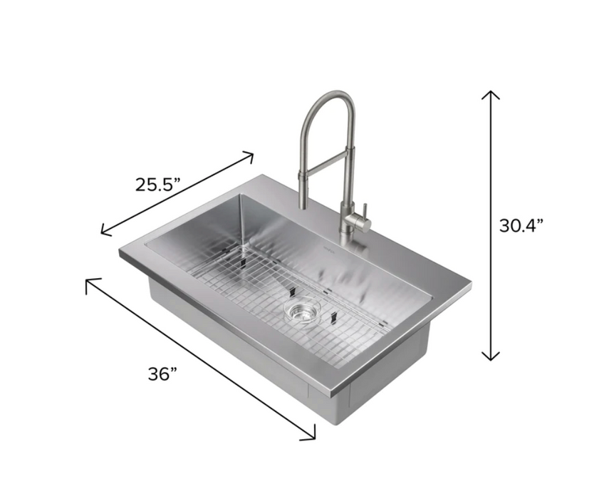 36 in. Standard Sink with Flex Pull Down Faucet Cabinets & Storage New Age   