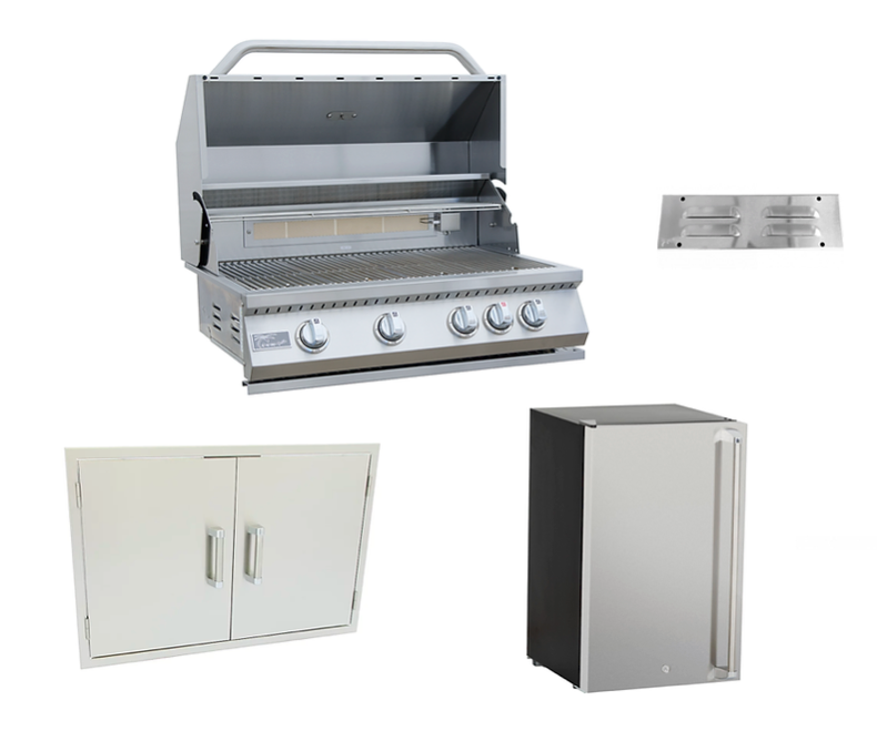 4 Piece Barbecue Package deal BBQ GRILL KoKoMo Grills 4 Piece Grill Kombo Pack - LPG  