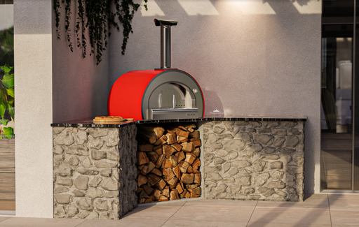 Piccolo Pizza Oven Built in - Poppy Red Wood fire Pizza Ovens Alphapro Ltd   