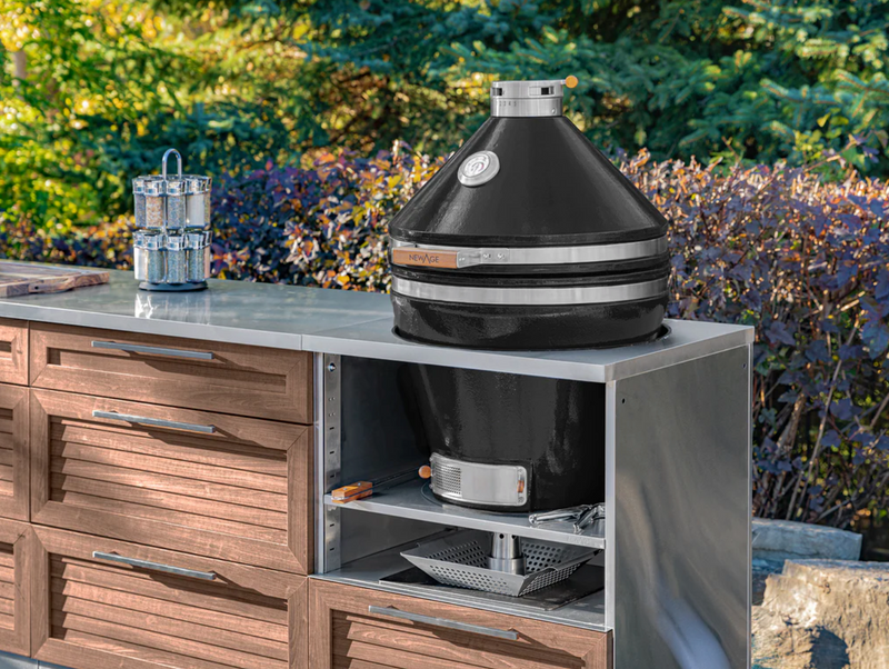 Outdoor Kitchen 10-piece Grove Stainless Steel with Drop-In Stainless Steel Platinum Grill outdoor funiture New Age   