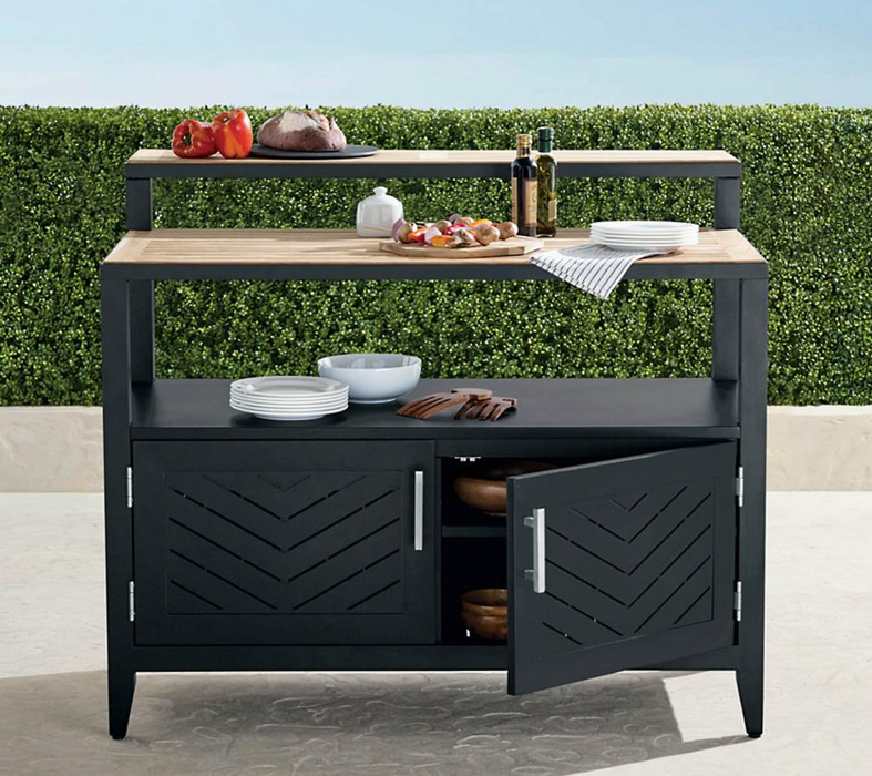 Westport Outdoor Aluminum and Teak Bar Outdoor kitchens FrontGate   