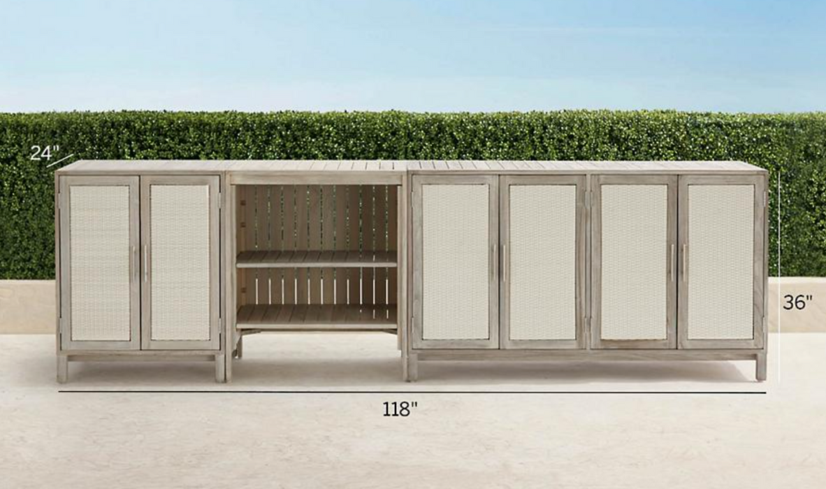 Isola 3-pc. Outdoor Kitchen Set in Weathered Teak Outdoor kitchens FrontGate   
