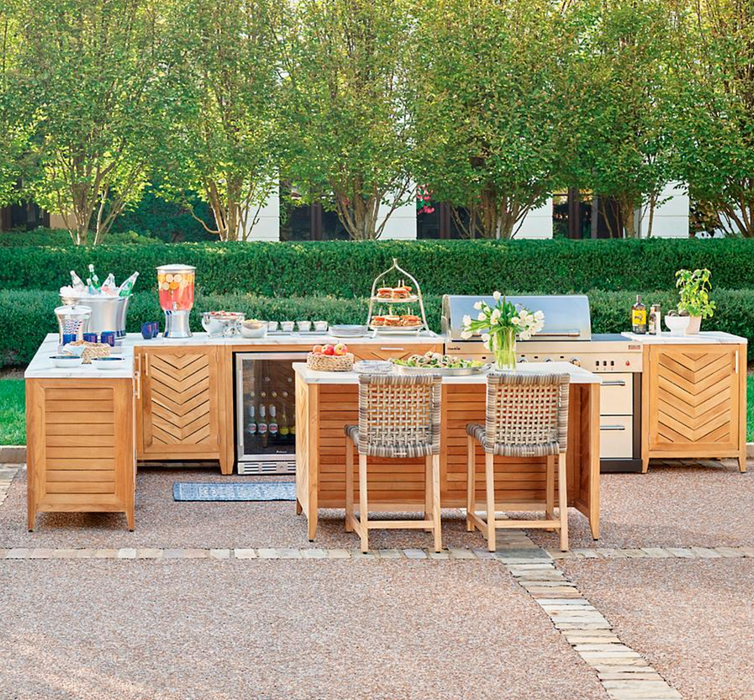 Westport Cabinet with Open Shelf Teak Outdoor Kitchen Outdoor kitchens FrontGate   