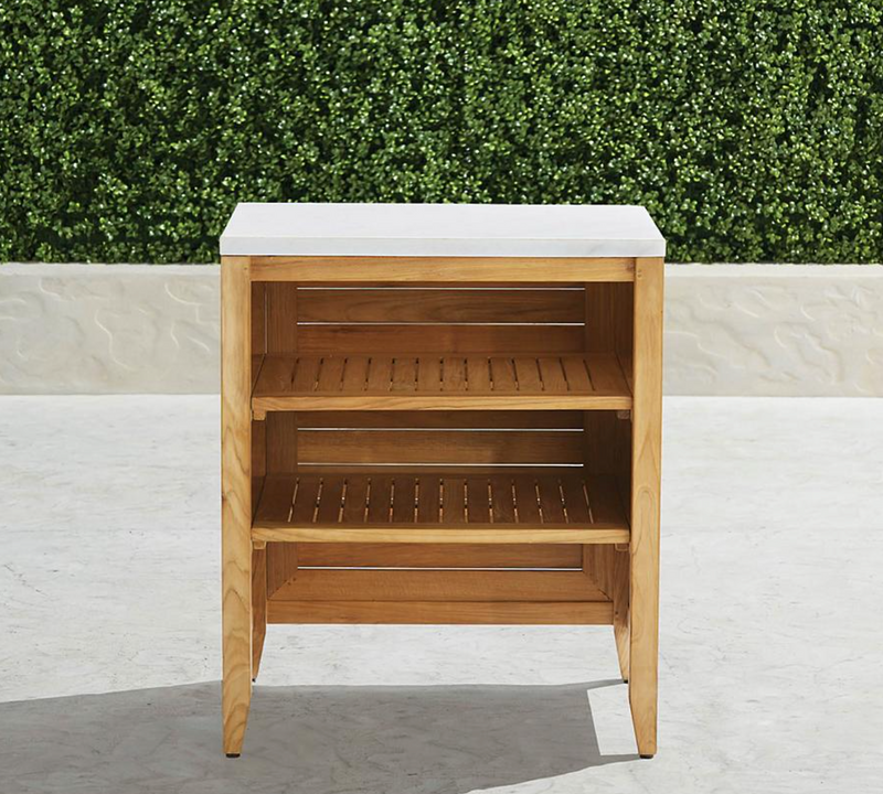 Westport Cabinet with Open Shelf Teak Outdoor Kitchen Outdoor kitchens FrontGate   