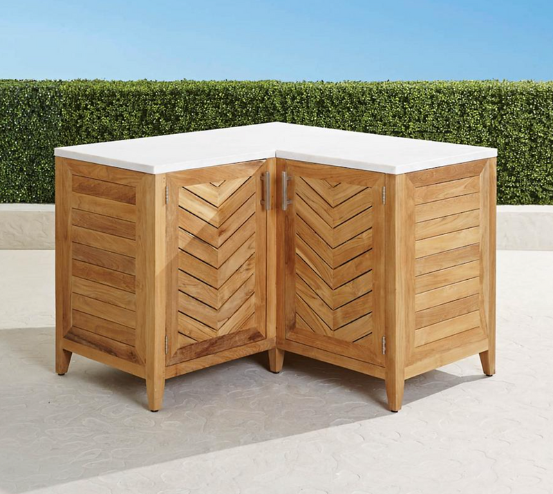 Westport 90 Degree Corner Cabinet Teak Outdoor Kitchen Outdoor kitchens FrontGate   