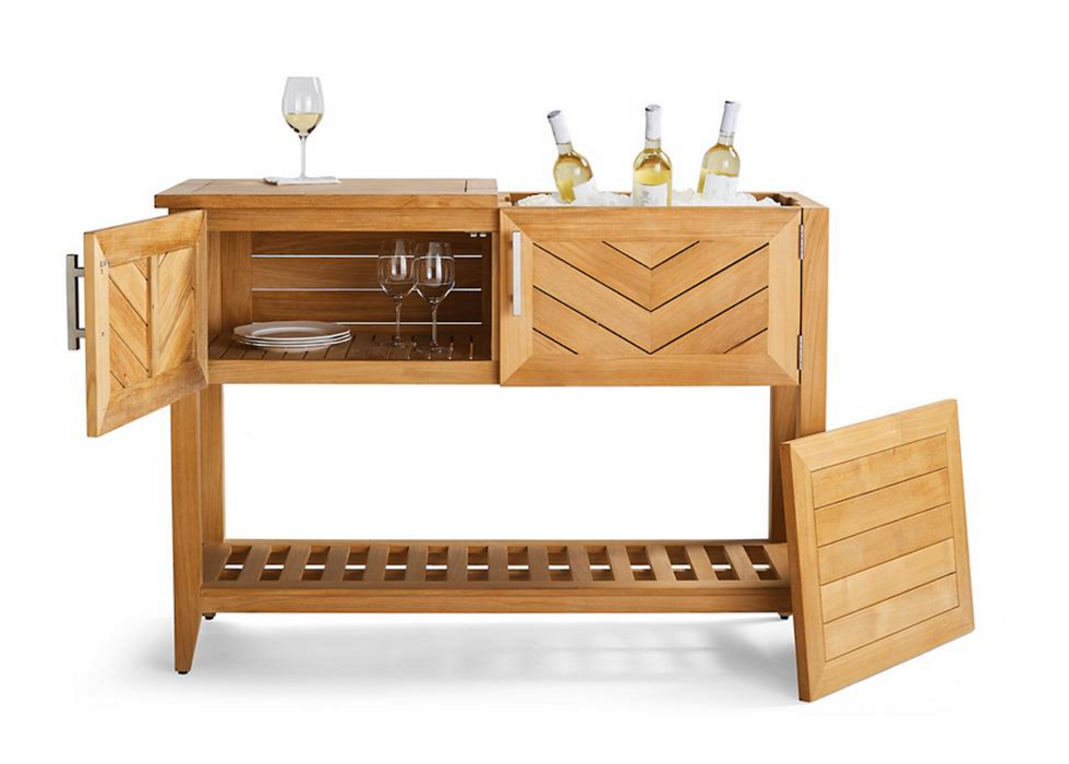 Westport Console with Beverage Tub in Teak Outdoor kitchens FrontGate   