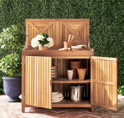 Frances Teak Storage Cabinet Outdoor kitchens FrontGate   