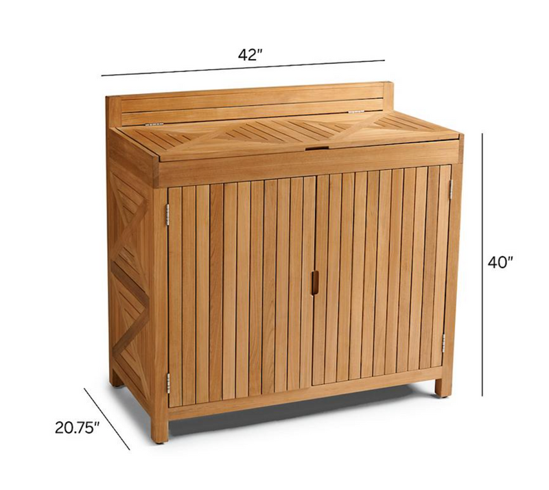 Frances Teak Storage Cabinet Outdoor kitchens FrontGate   