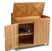 Frances Teak Storage Cabinet Outdoor kitchens FrontGate   