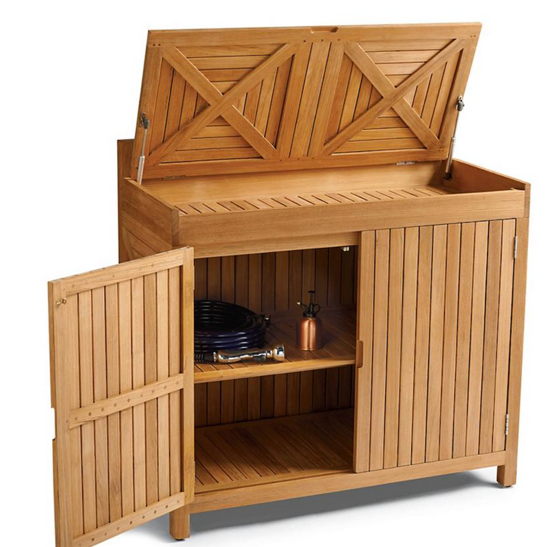 Frances Teak Storage Cabinet Outdoor kitchens FrontGate   