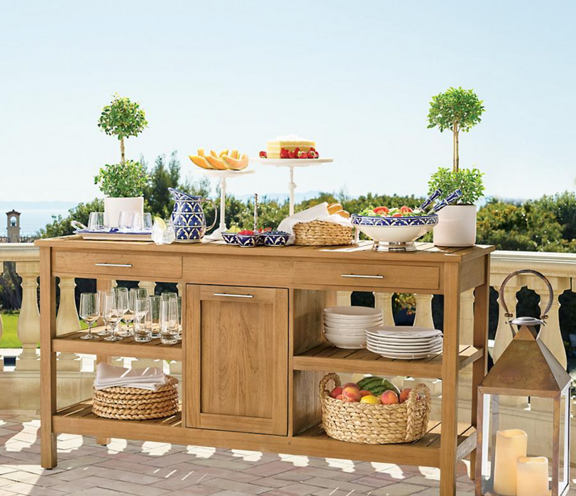 Frances Teak Buffet Outdoor kitchens FrontGate   