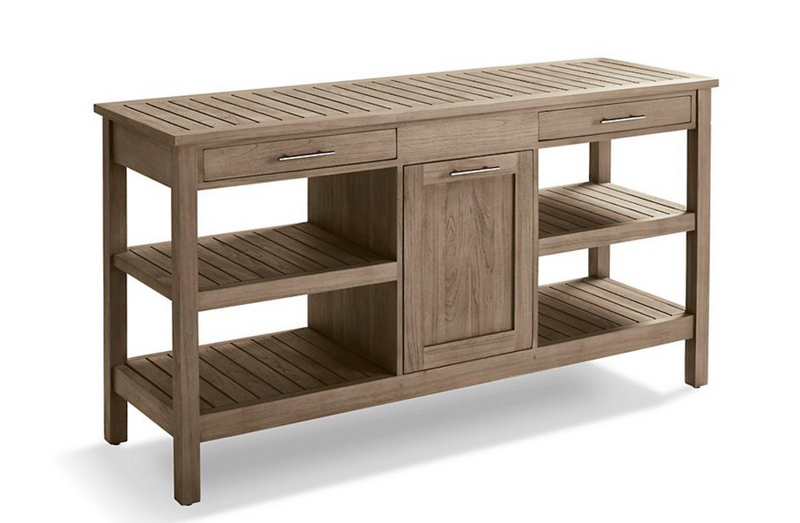 Frances Teak Buffet Outdoor kitchens FrontGate Weathered  
