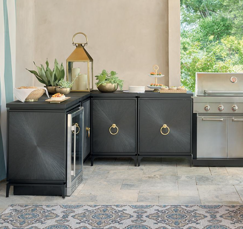 Luca Outdoor Kitchen Cabinet with Open Shelf Outdoor kitchens FrontGate   