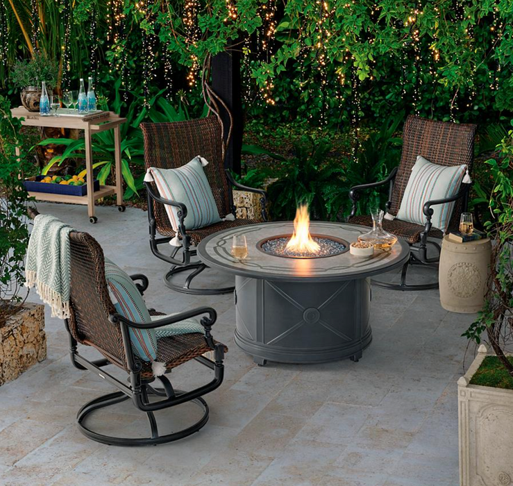 Paloma Round Custom Gas Fire Table + Fire Lid + Cover fire pit FrontGate   