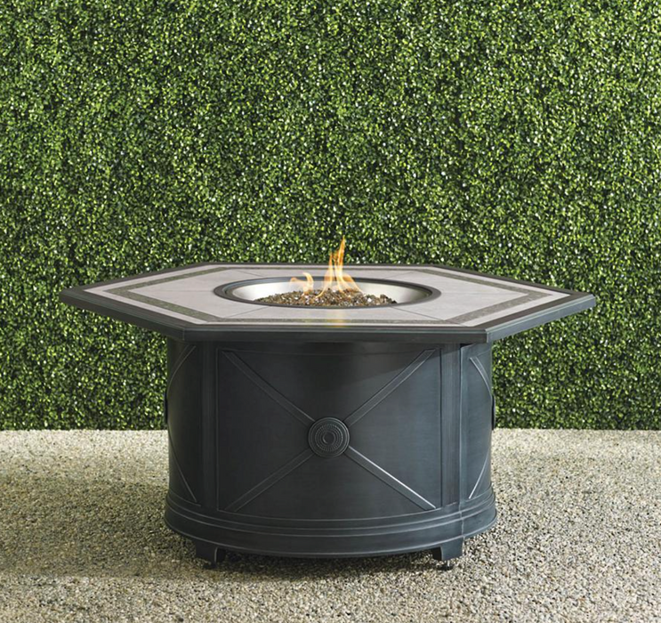 Murano Custom Gas Fire Table + Fire Lid + Cover fire pit FrontGate Talia (round)  