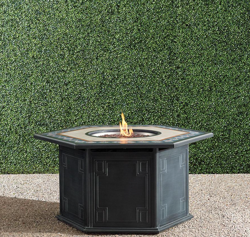 Cypris Custom Gas Fire Table + Fire Lid + Cover fire pit FrontGate Florina (hexagon)  