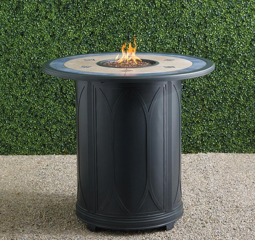 Theia Bar-height Fire Table + Cover fire pit FrontGate   