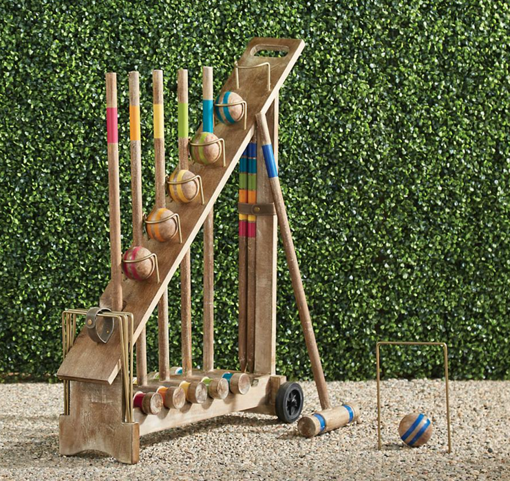 Atticus Croquet Set with Stand Outdoor Games FrontGate   