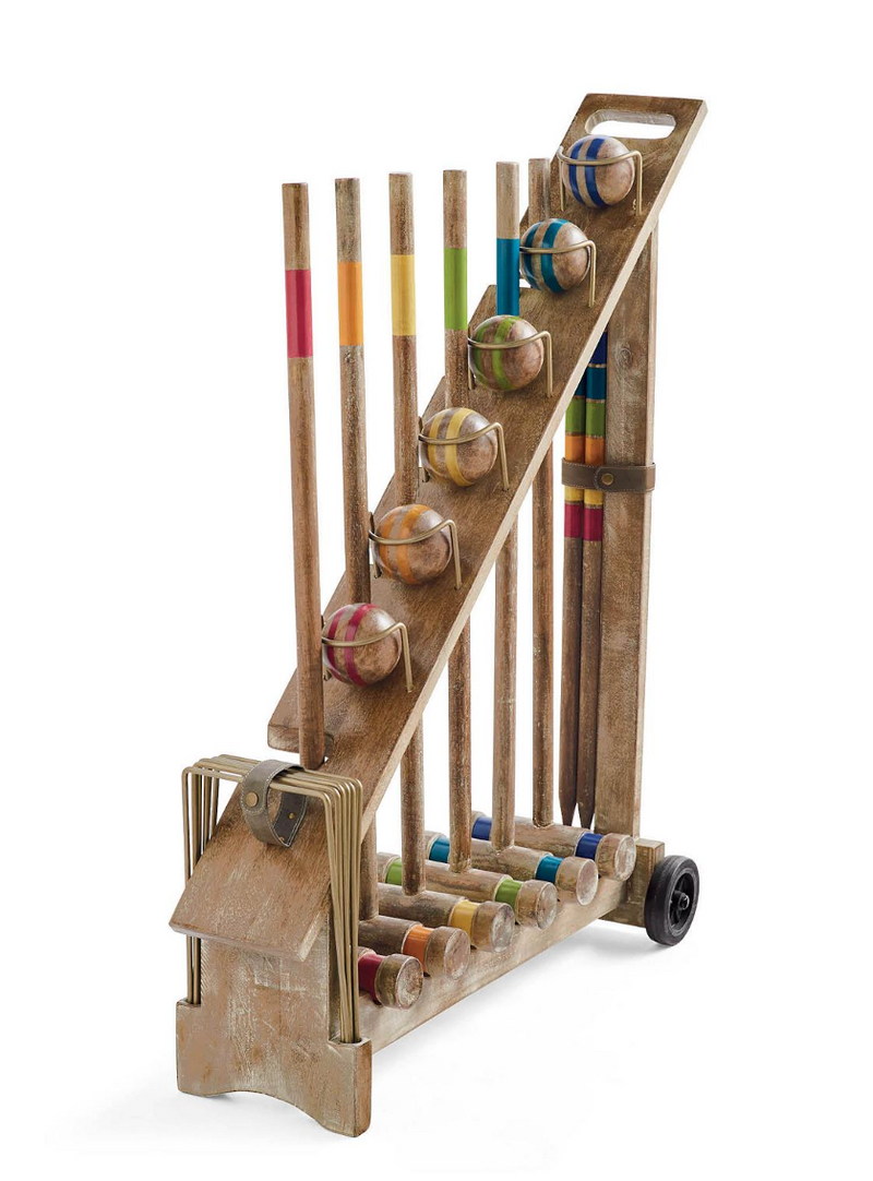 Atticus Croquet Set with Stand Outdoor Games FrontGate   