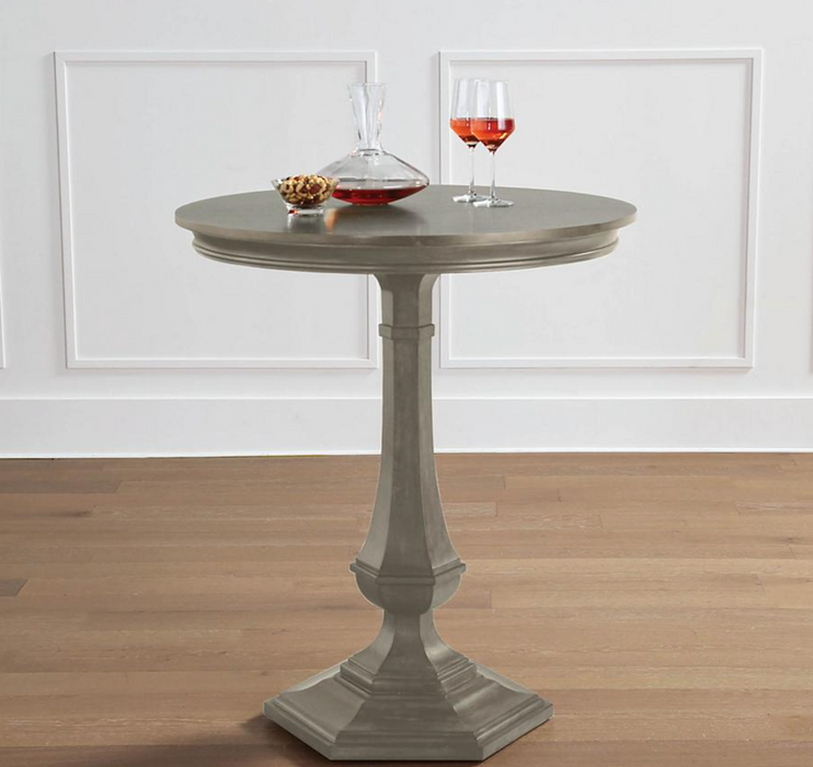Hunter Round Bar Table Outdoor Games FrontGate Stone Gray  