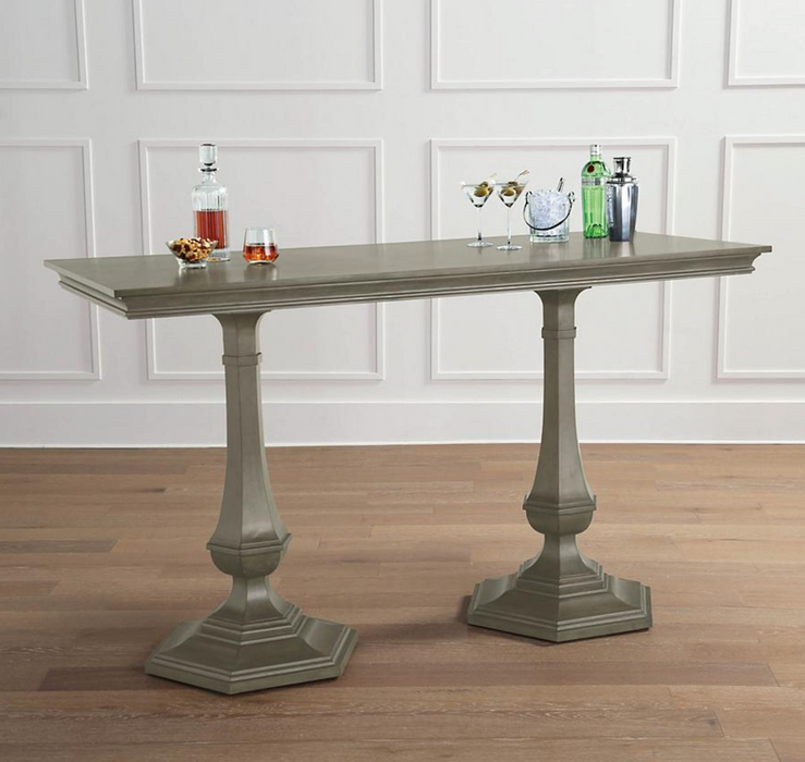 Hunter Rectangular Bar Table Outdoor Games FrontGate Stone Gray  