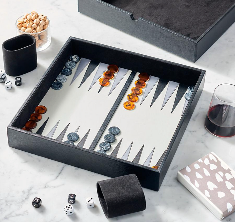 Leather Box Backgammon Set Outdoor Games FrontGate   