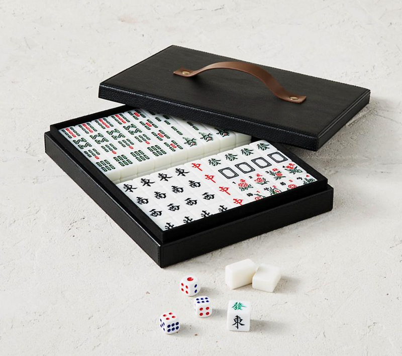 Leather Box Mahjong Set Outdoor Games FrontGate   