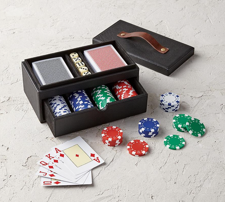 Leather Box Poker Set Outdoor Games FrontGate   