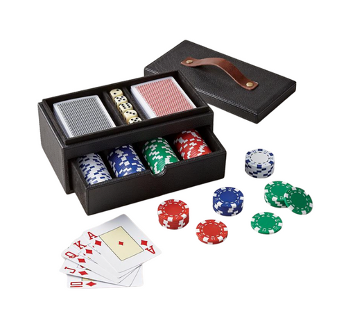 Leather Box Poker Set Outdoor Games FrontGate   