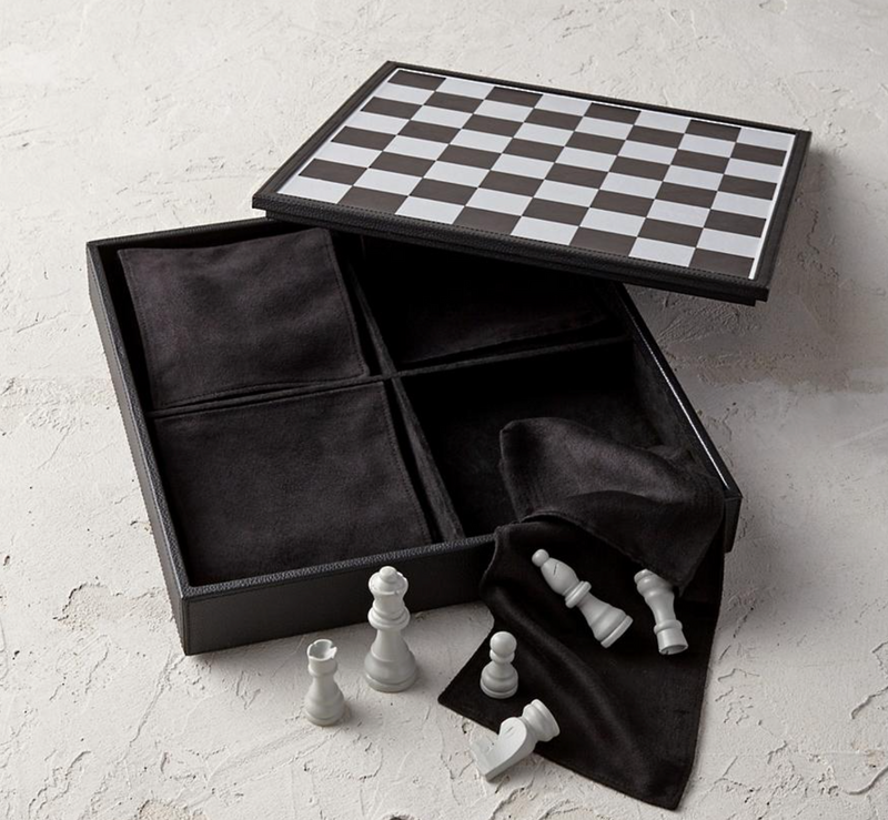 Leather Box Chess Set Outdoor Games FrontGate   