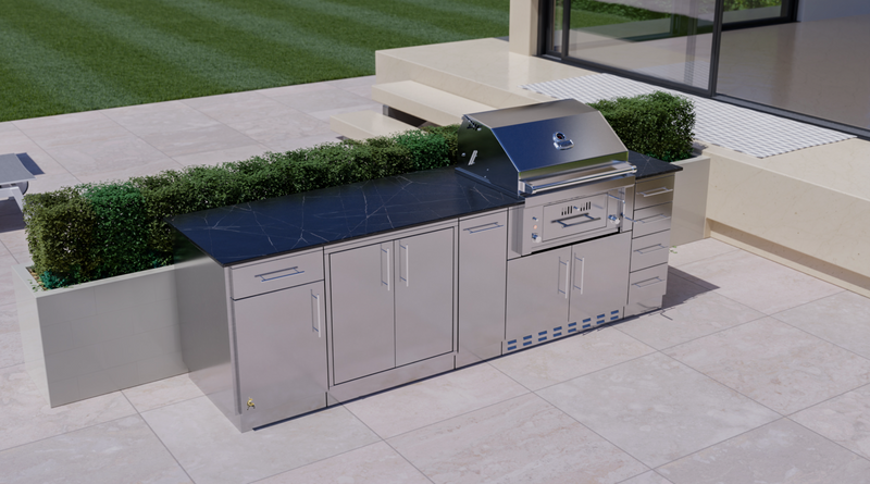 ALAMO 9’ Hybrid Gas Charcoal Grill island package BBQ GRILL SunStone Barbecue Grills   