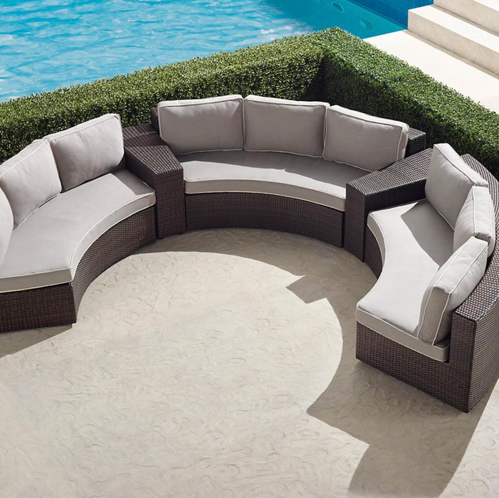 Pasadena II 5-pc. Modular Sofa Set in Bronze Finish outdoor seating Frontgate Dove with Canvas Piping  