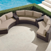 Pasadena II 5-pc. Modular Sofa Set in Bronze Finish outdoor seating Frontgate Sand with Canvas Piping  
