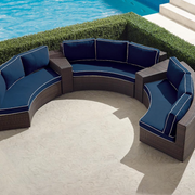 Pasadena II 5-pc. Modular Sofa Set in Bronze Finish outdoor seating Frontgate Indigo with Canvas Piping  