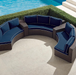 Pasadena II 5-pc. Modular Sofa Set in Bronze Finish outdoor seating Frontgate Indigo with Canvas Piping  