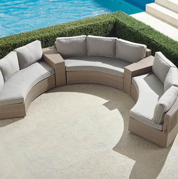 Pasadena II 5-pc. Modular Sofa Set in Dove Finish outdoor seating Frontgate Dove with Canvas Piping  