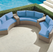 Pasadena II 5-pc. Modular Sofa Set in Dove Finish outdoor seating Frontgate Air Blue with Canvas Piping  