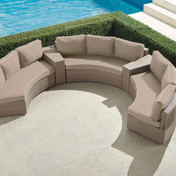 Pasadena II 5-pc. Modular Sofa Set in Dove Finish outdoor seating Frontgate Sand with Canvas Piping  