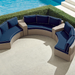 Pasadena II 5-pc. Modular Sofa Set in Dove Finish outdoor seating Frontgate Indigo with Canvas Piping  