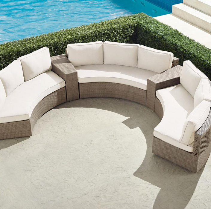 Pasadena II 5-pc. Modular Sofa Set in Dove Finish outdoor seating Frontgate Snow with Logic Bone Piping  
