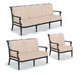 Carlisle 3-pc. Sofa Set in Onyx Finish outdoor seating Frontgate Linen Flax with Logic Bone Piping Sofa Set with Lounge Chair 