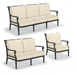 Carlisle 3-pc. Sofa Set in Onyx Finish outdoor seating Frontgate Rumor Vanilla with Dupione Sand Piping Sofa Set with Lounge Chair 