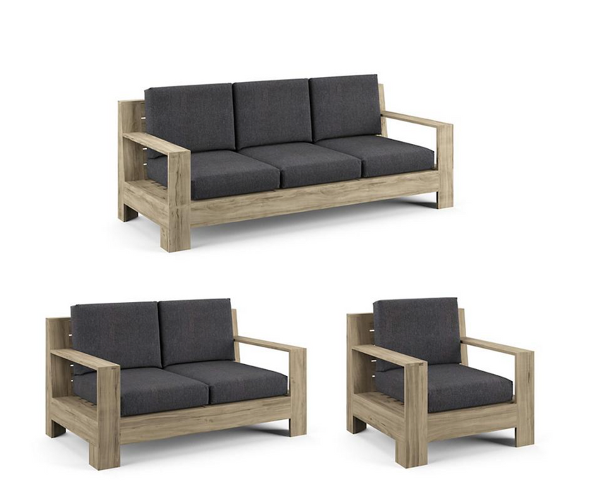 St. Kitts 3-pc. Sofa Set in Weathered Teak outdoor seating Frontgate Charcoal Sofa Set with Lounge Chair 
