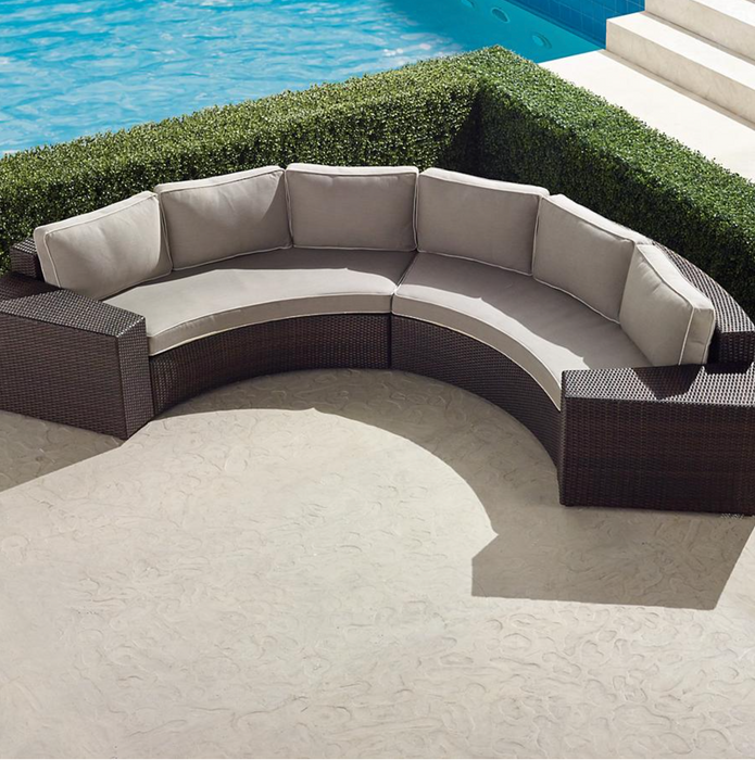 Pasadena II 4-pc. Modular Sofa Set in Bronze Finish outdoor seating Frontgate Dove with Canvas Piping  